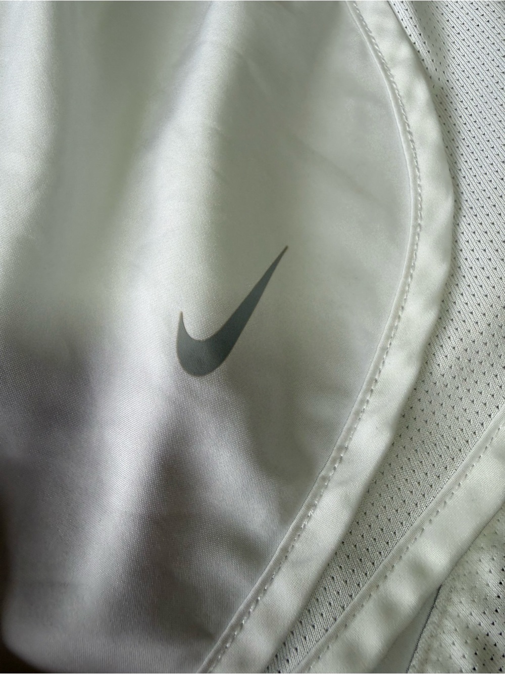 Nike White Women's Athletic Shorts with Subtle Gray Swoosh - Picture 5 of 8